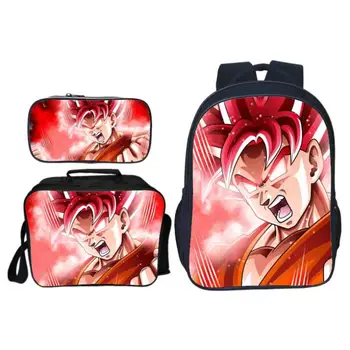 

3Pcs/Set Printing Cartoon 3D Dragon Ball Kids Baby School Bags Super Saiyan Sun Goku School Backpacks Children Schoolbag for Boy