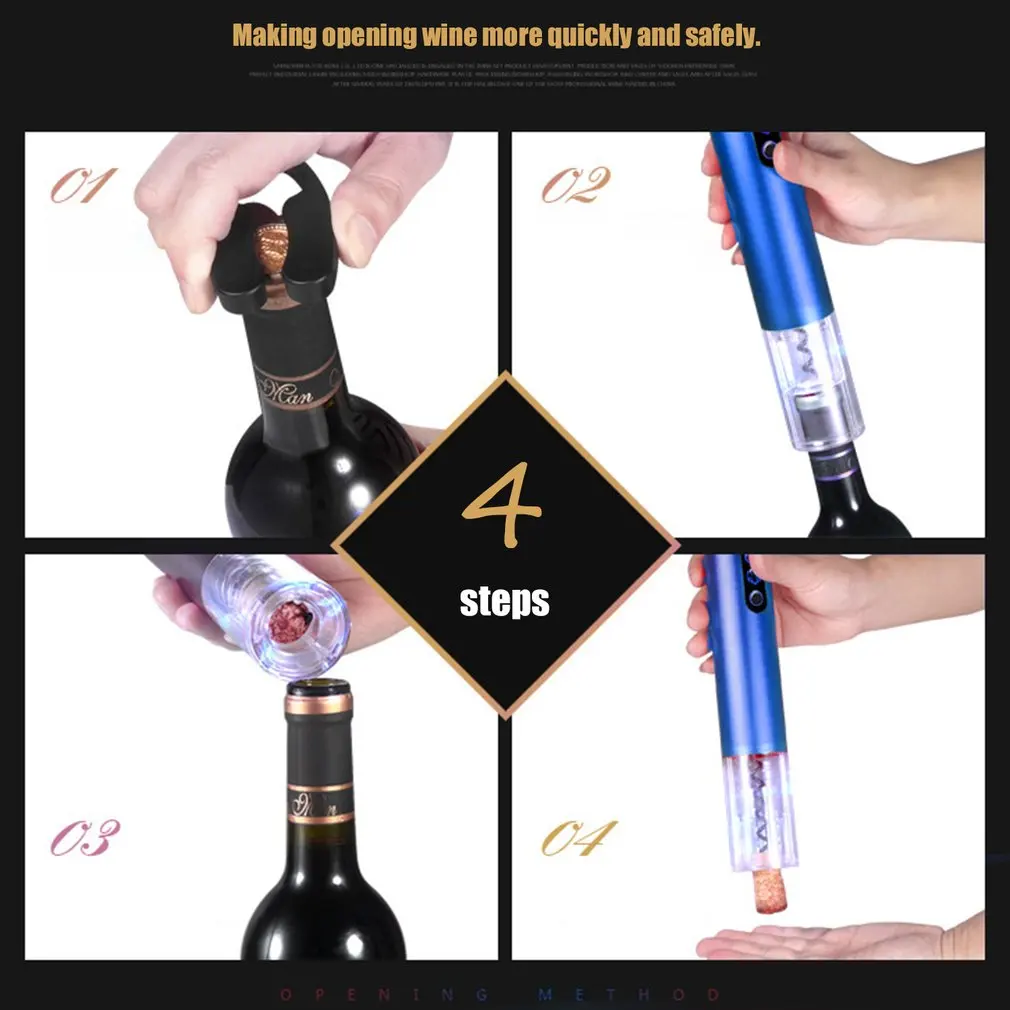 

Electric Wine Opener Automatic LED Light Wine Opener Electric Portable Corkscrew Wine Bottle Quick Safe Kitchen Opening Tools