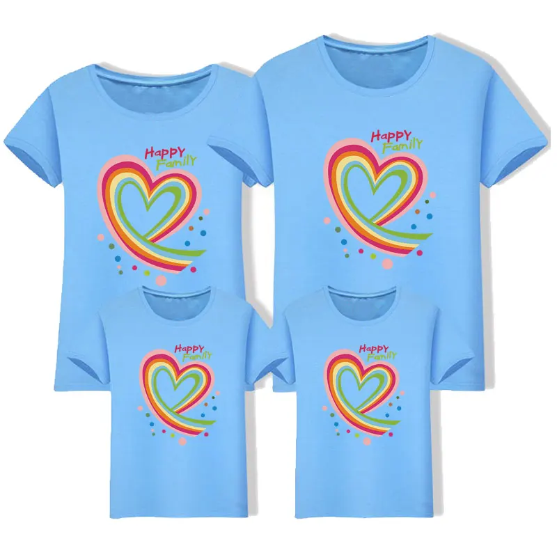 Семейные комплекты футболки с надписью «Love» Одежда «Mommy And Me» Футболки для мамы, дочки, папы и сына семейные летние платья