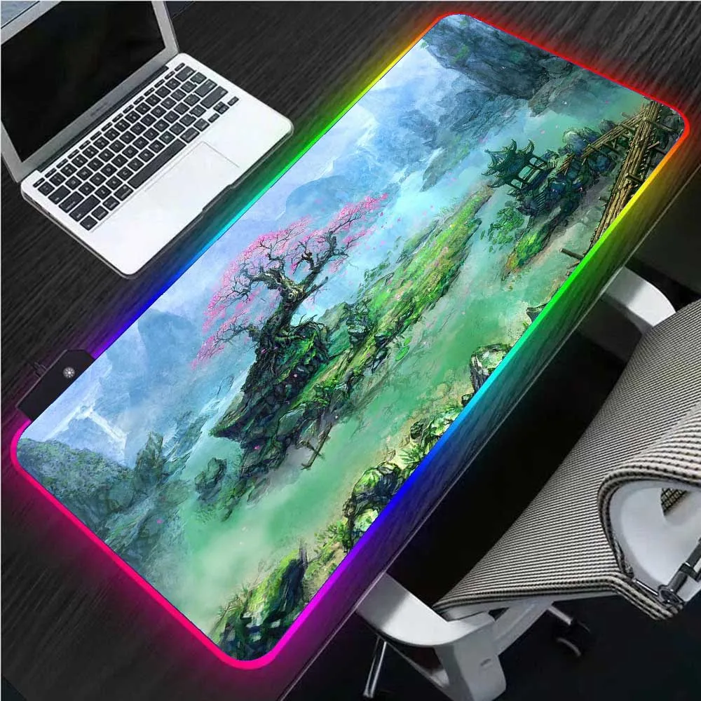 Xgz Landscape Large Mouse Pad Locking Forest Fallen Leaves Laptop Mini