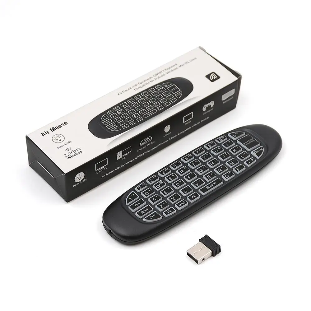 

Remote control C120 air mouse 2.4G 6-Axis for set top box smart control PC Windows Mac Remote Control Backlit