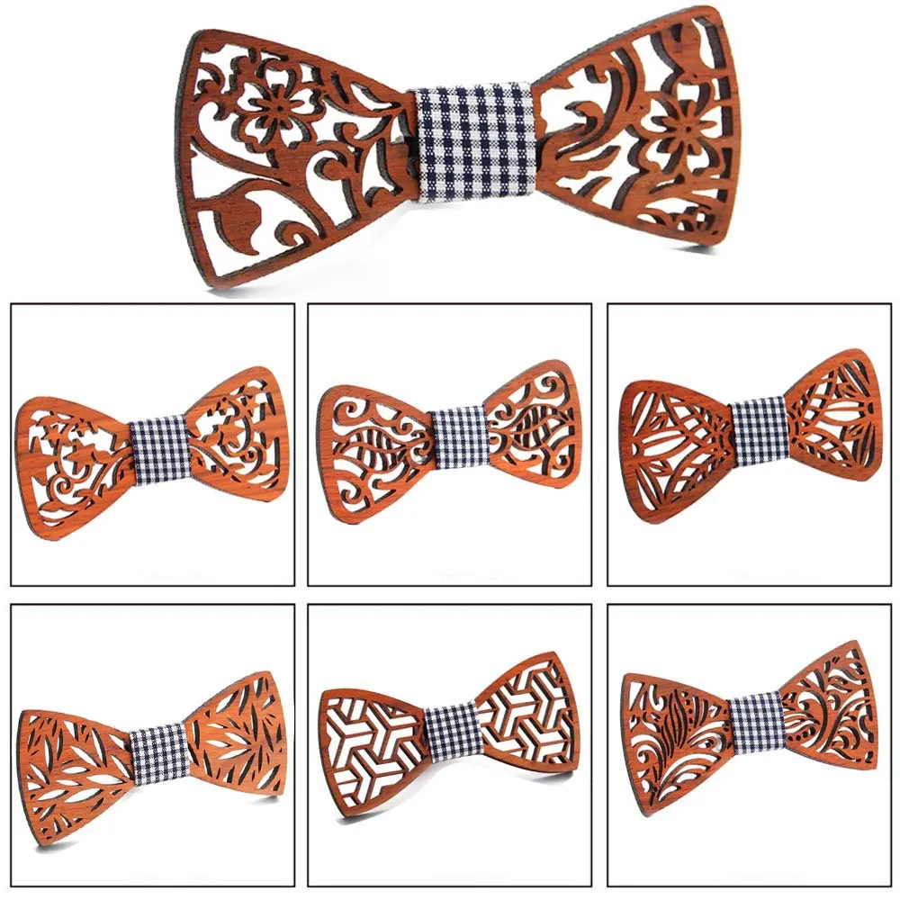 

Fashion Wooden Bow Tie For Men Unisex Hollow Out Carved Retro Wooden Neck Ties Adjustable Strap Vintage Bowtie Gravata Corbatas