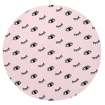 

Super Soft Plush Flannel Blanket Eyes Repeating Cartoon Eyelashes Art Pink Blankets Round Throw Blanket for Beds