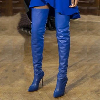 

Siddons 2020 New Woman Thigh High Boots Solid Leather Pointed Toe Sexy Thin High Heels Runway Ladies Shoes For Women Winter Boot