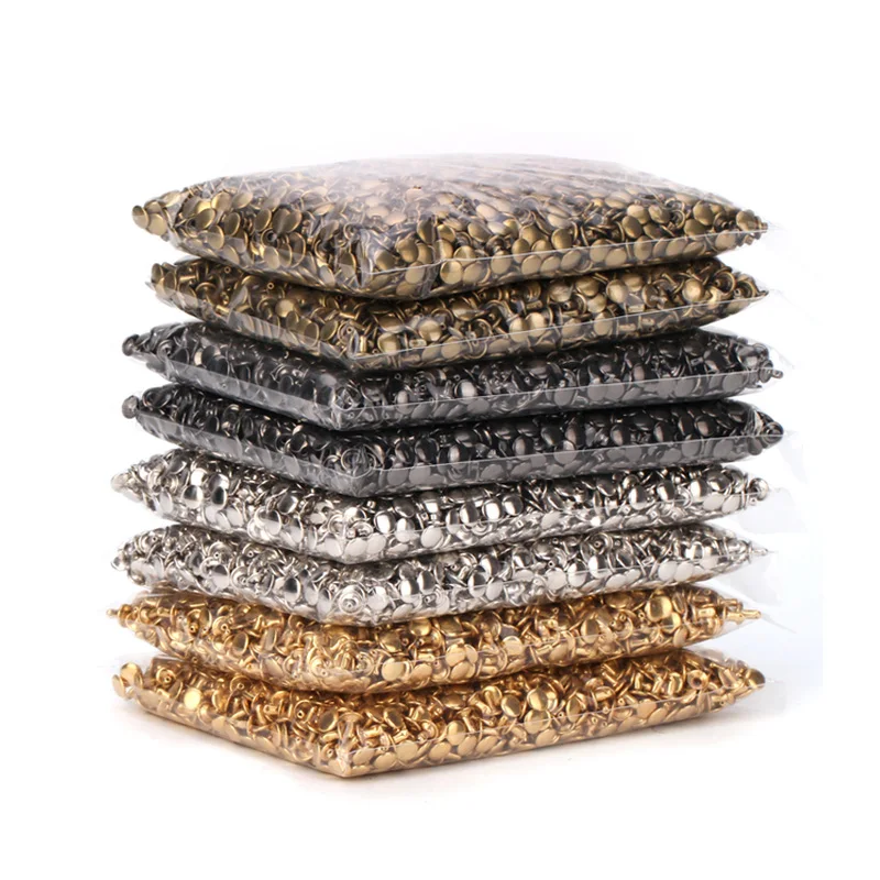 Metal Double Cap Rivets Studs For Leather Craft Repair,Antique Brass/Silvery/Gun Black/Golden