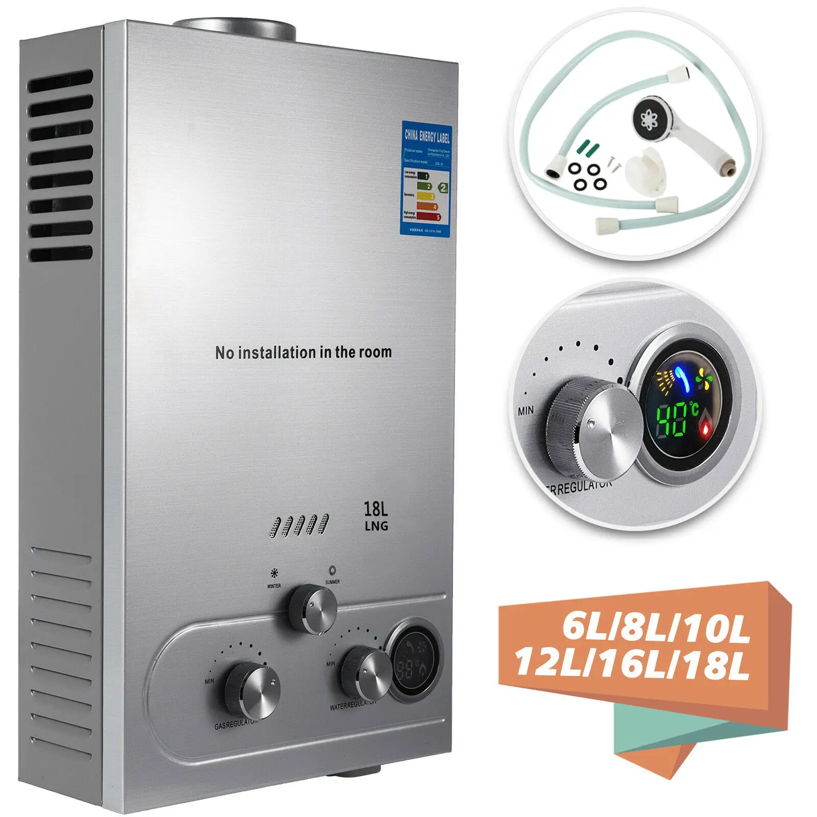 Lng Water Heater 6l/8l/10l/12l/16l/18l 36kw Water Heater Thermostat Liquified  Natural Gas Heater Methane Gas Water Heater - Tool Parts - AliExpress
