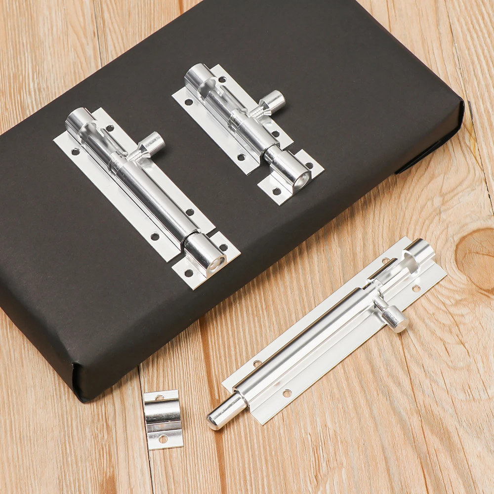 2/3/4/5/6/8 inch Aluminum Alloy Door Latch Hardware Black Silver Sliding Barrel Bolt for Gate Safety Door Bolt Latch Lock door latch