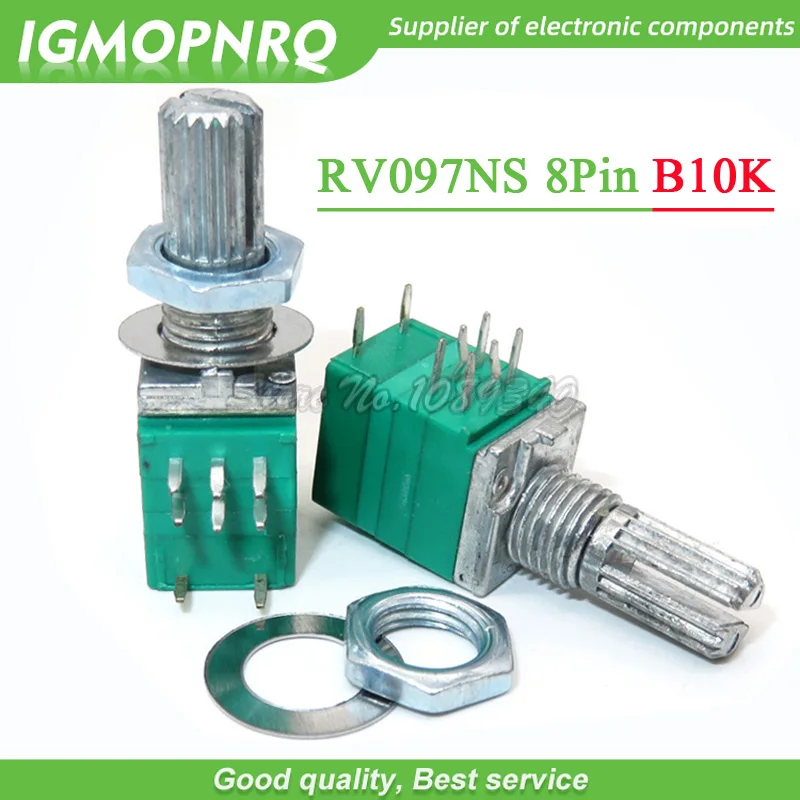 5 шт. RV097NS 10K одиночный соединенный B50K с переключателем звука 8-контактный вал 15 мм
