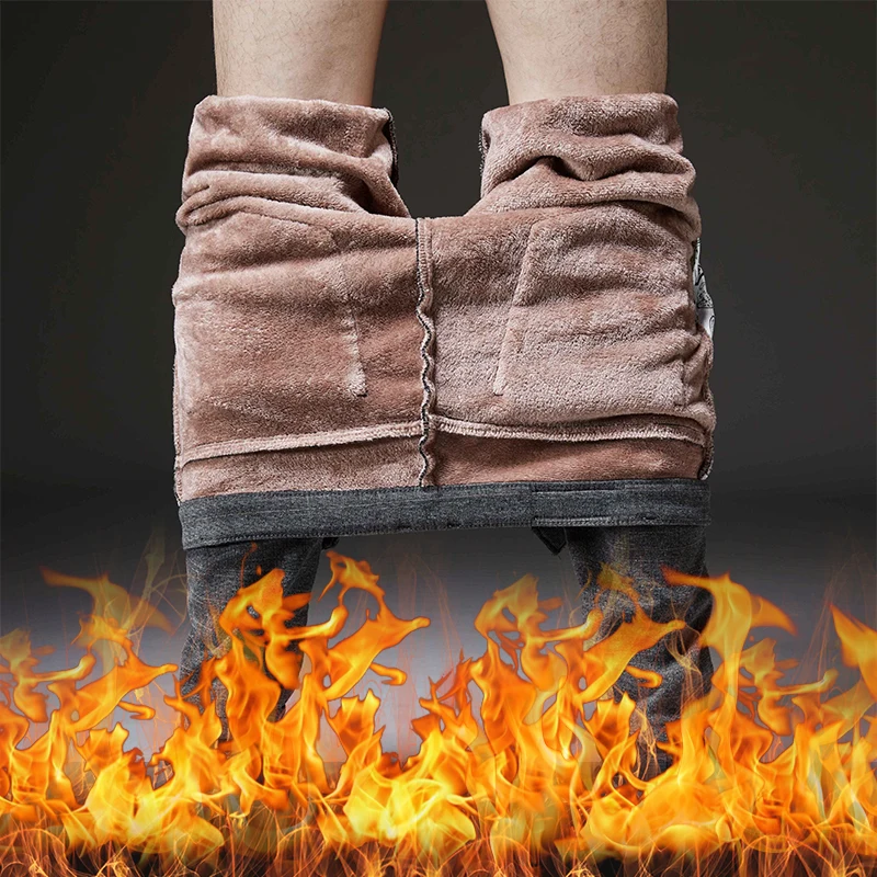 Зимние мужские плотные флисовые теплые простые однотонные повседневные штаны с эластичной резинкой на талии модные деловые мужские облегающие бархатные брюки для бега