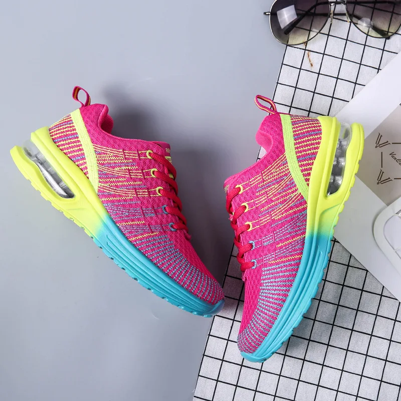 New Style Trend Recommended AliExpress Cross Border Breathable Fly Woven Athletic Shoes Korean-style Really Air Cushion WOM