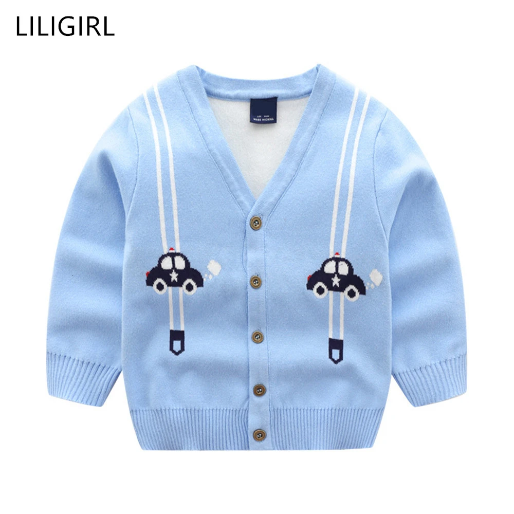 LILIGIRL из хлопка для маленьких девочек свитера для мальчиков осень-зима свитер двойной вязки с кнопка кардиган, Пуловер детский утепленный теплый кардиган свитер