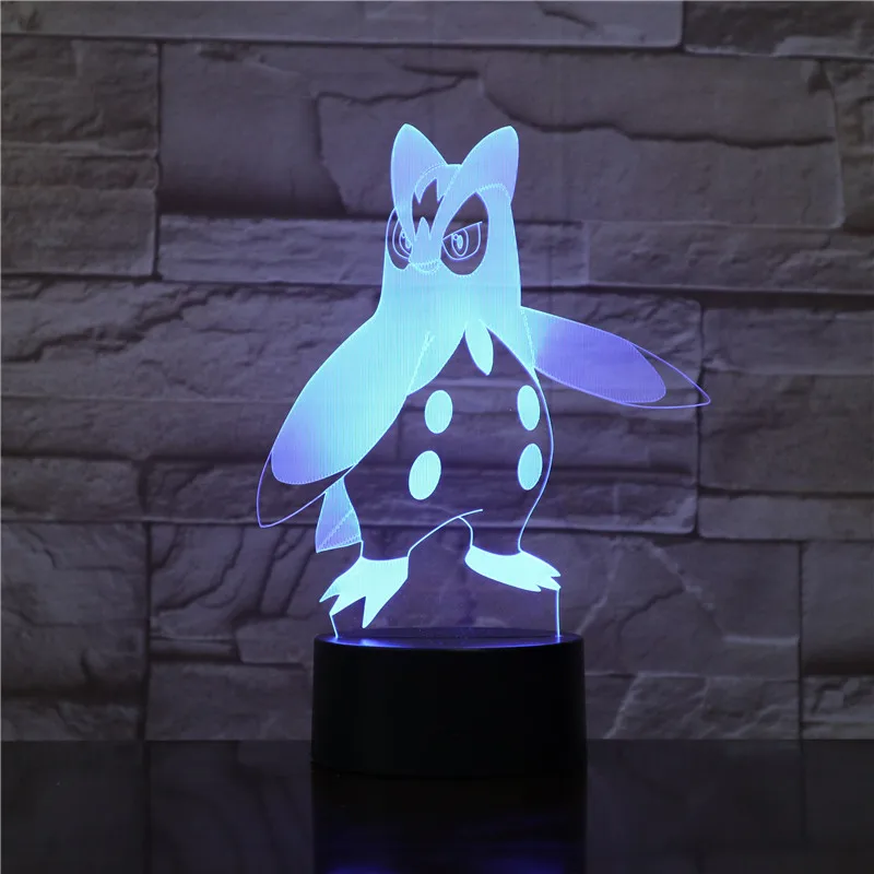 

Pokemon Night Light LED 3D Illusion Touch Sensor Decorative Lights Child Kids Gift Penguin Figure Prinplup Table Lamp Bedroom