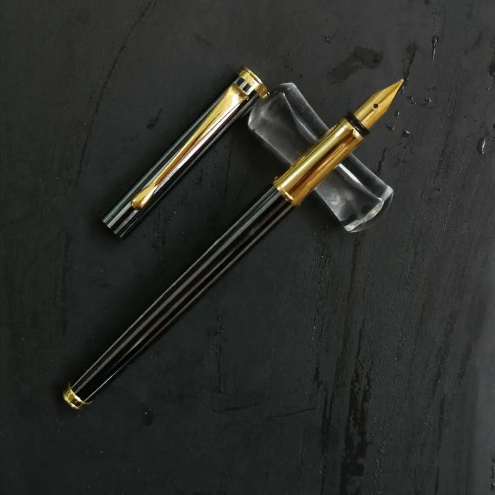 

Old Stock Wing Sung 837 Fountain Pen Black With Silver Metal Ink Pen F Nib Aerometric Filler Office school supplies Writing