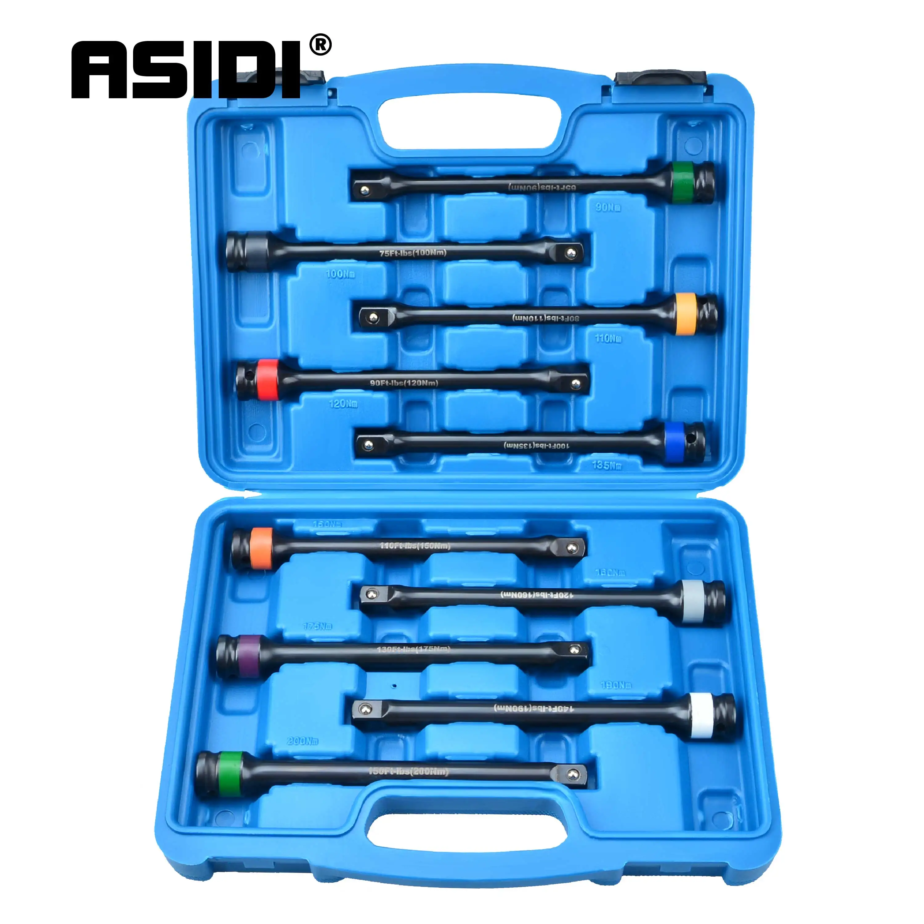 10pcs Torque Limiting Extension Bar Set 1/2inch Drive Impact Grade