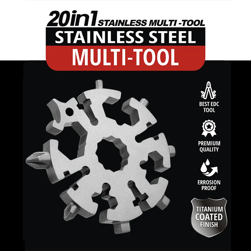 

Upgraded version of 20 in 1 multi-function wrench Outdoor riding self-defense portable tool family essential