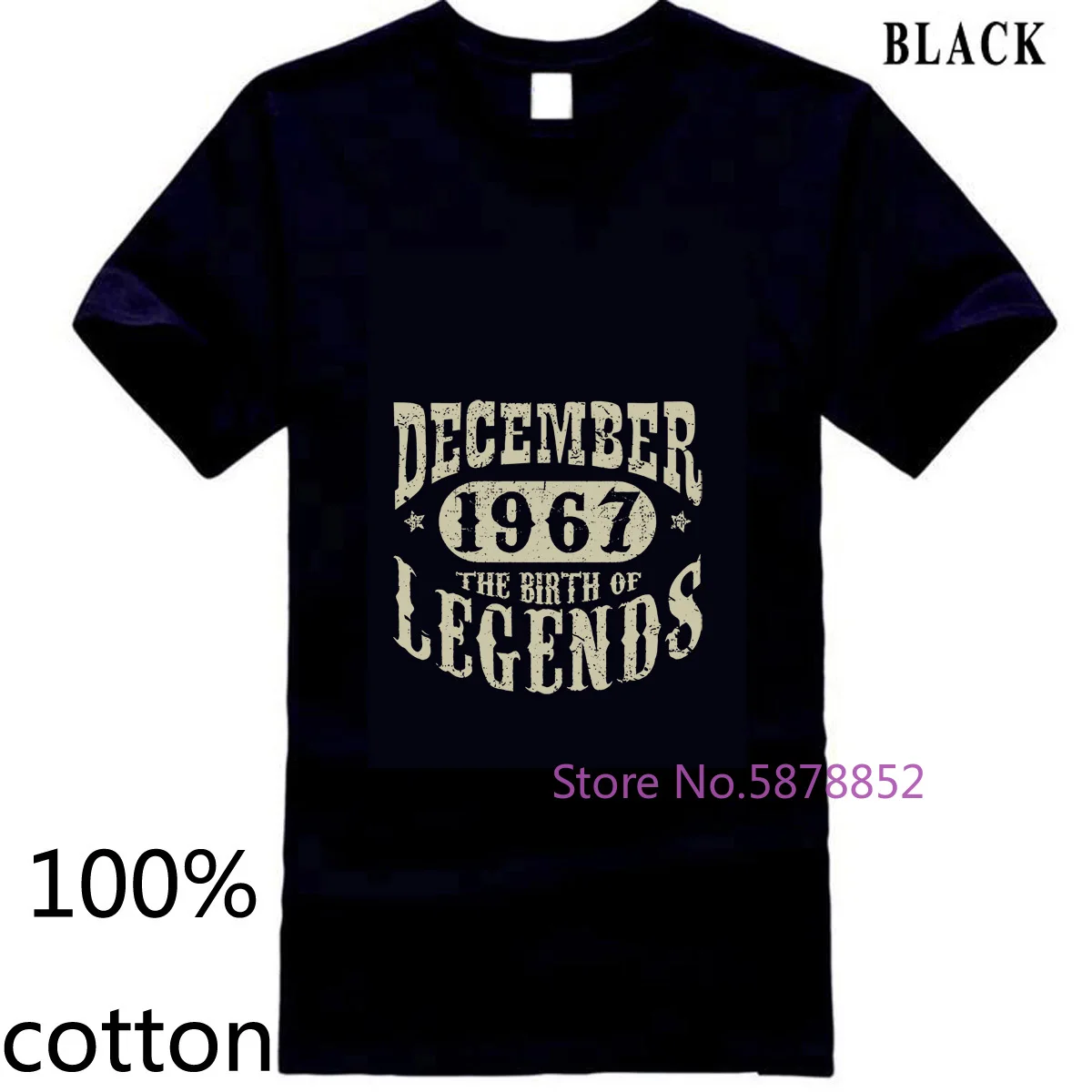 50 Years 50th Birthday December 1967 Birth of Legend Classic Men Round Collar men's t shirt t-shirt tops tees 100% cotton | Мужская