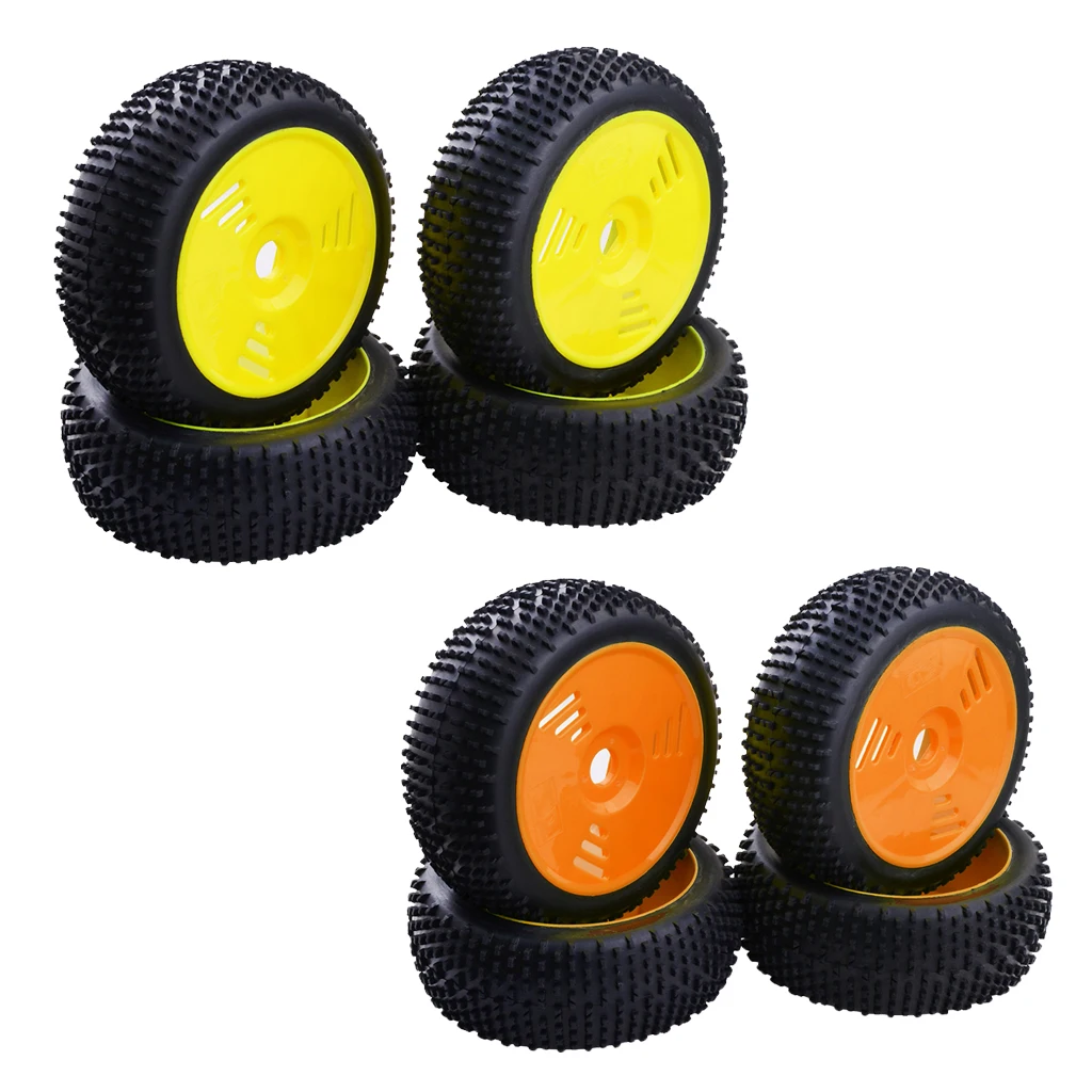 4 Pieces 17mm Hub Wheel Rim & Rubber Tire Tyres For 1:8 RC Buggy Truggy