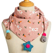 Осенне-зимний мягкий детский шарф, Детский Теплый треугольный шарф для девочек и мальчиков, Детский Повседневный Шарф с цветочным воротником и подвеской