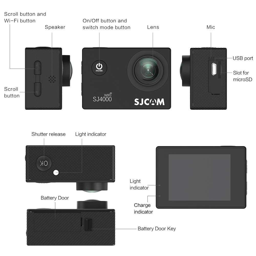 Оригинальная Спортивная Экшн камера SJCAM SJ4000/SJ4000 Wi Fi 2 0 дюйма 1080P HD