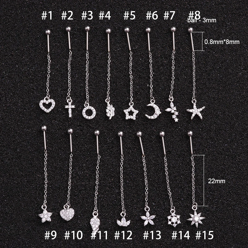 Женские серьги для пирсинга из нержавеющей стали серебристого цвета длинная