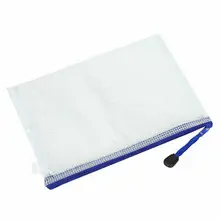 2 PCS Grid Pattern Zippered Clear Blue 23cm x 17cm Files A5 Holder Bag