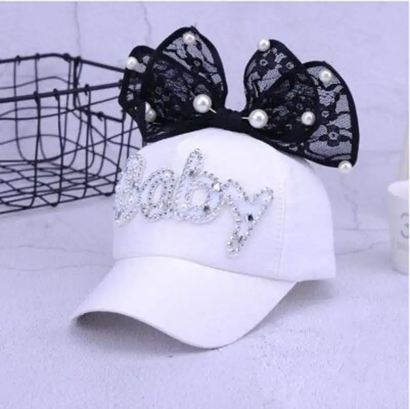 

Kids Adjustable Hat Caps Baby Girl Casual Outdoor Letter Pattern Baseball Cap Breathable Visor Hats With Bowknot
