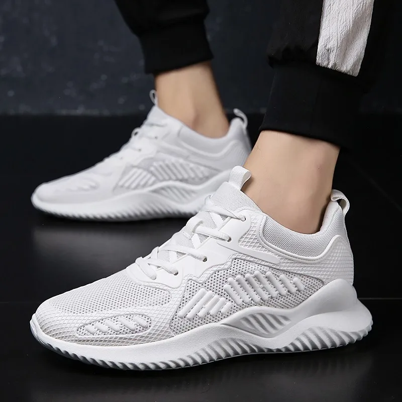 Кроссовки для бега мужские сетчатые кроссовки дышащие zapatillas hombre пара Фитнес Белые мужские спортивные кроссовки уличная спортивная обувь