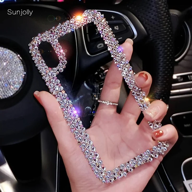 Чехол со стразами Sunjolly для iPhone 12 Pro Max блестящий Кристальный чехол телефона 11 Xs XR 8/7