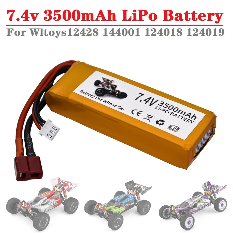 Обновленная литий-полимерная батарея 2s 7 4 В 3500 мАч для Wltoys 144001 перезаряжаемая 124017