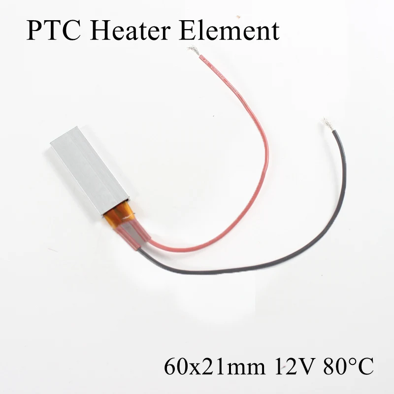 

1pc 60x21mm 12V 80 Degree Celsius Aluminum PTC Heater Element Constant Thermostat Thermistor Air Heating Sensor With Shell