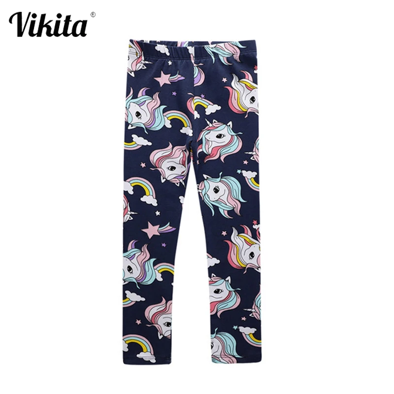 

VIKITA Kids Girl Skinny Leggings Spring Summer Autumn Unicorn Applique Legging Pants Girls Stripe Trousers Children Pencil Pants