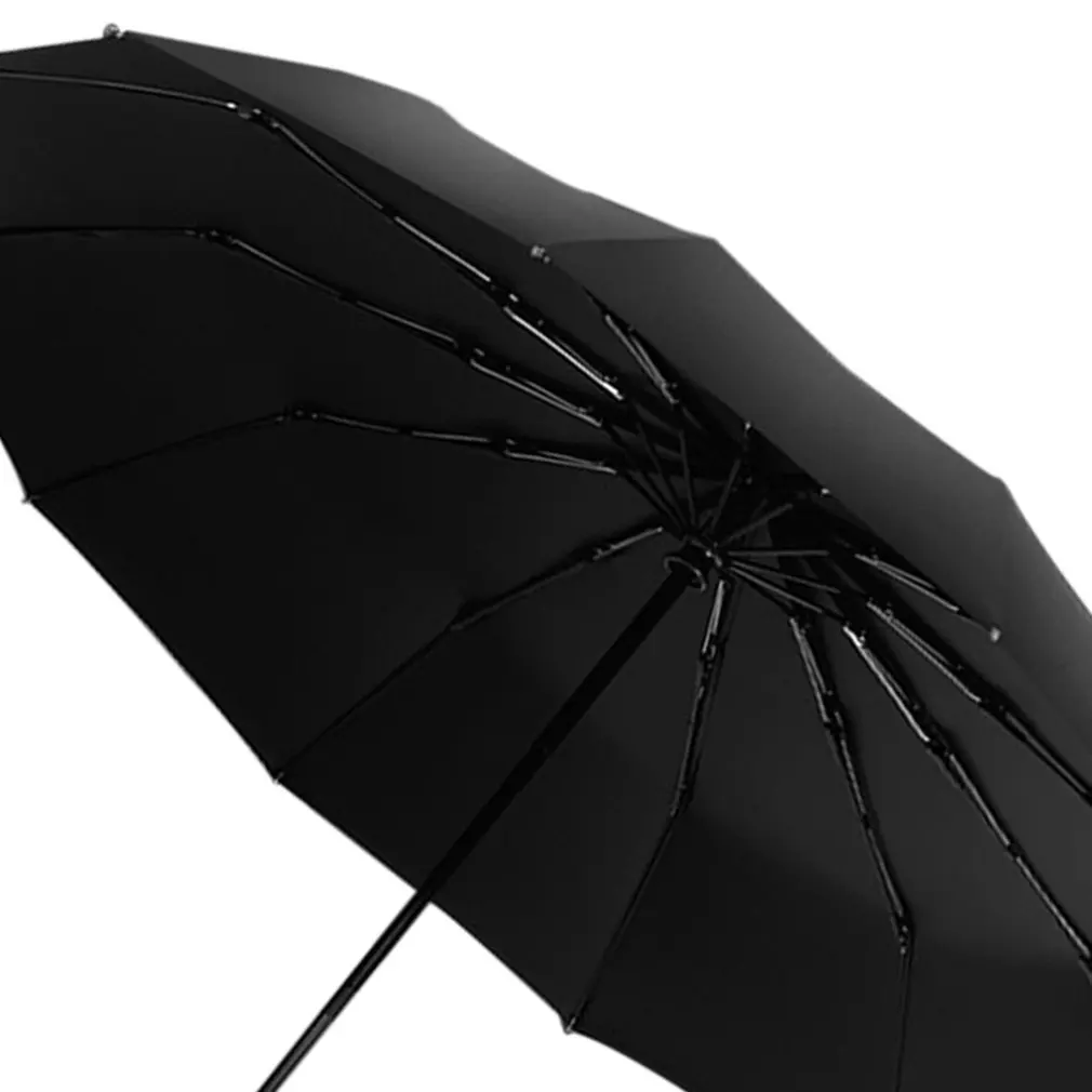 Полностью автоматический складной черный пластиковый мужской бизнес зонтик для защиты от ветра армирования дождя и дождя Зонтик