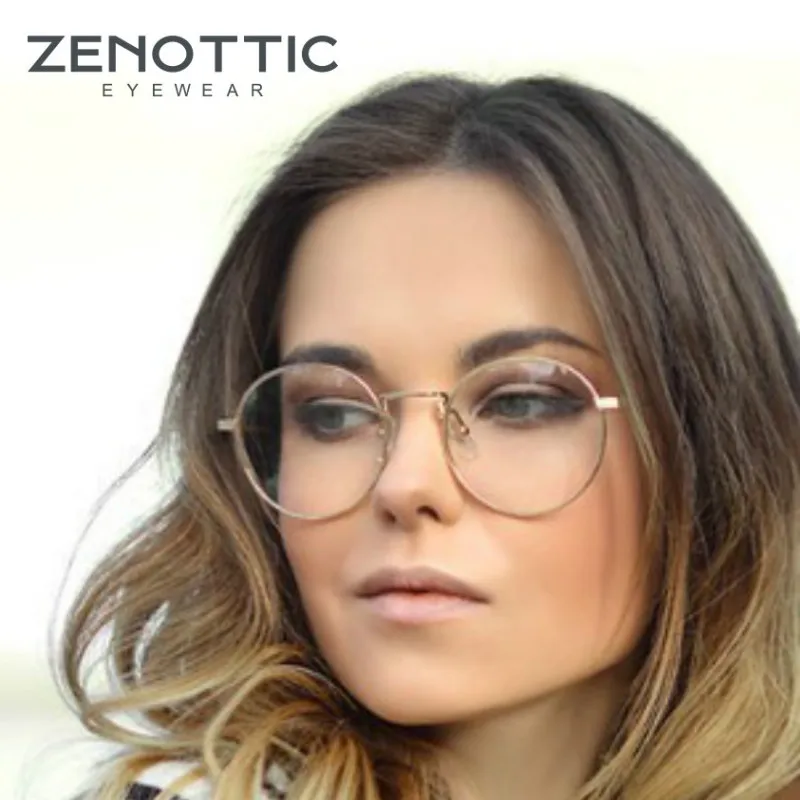 Zenottic Metal Round Prescription Glasses Retro Anti Blue Light