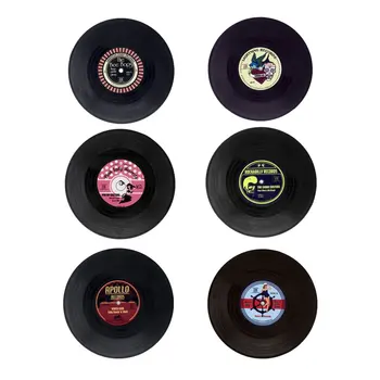 

6PCS/SET Drink Coasters Table Cup Mat Home Decor CD Record Coffee Drink Cup Placemat Tableware Gadgets