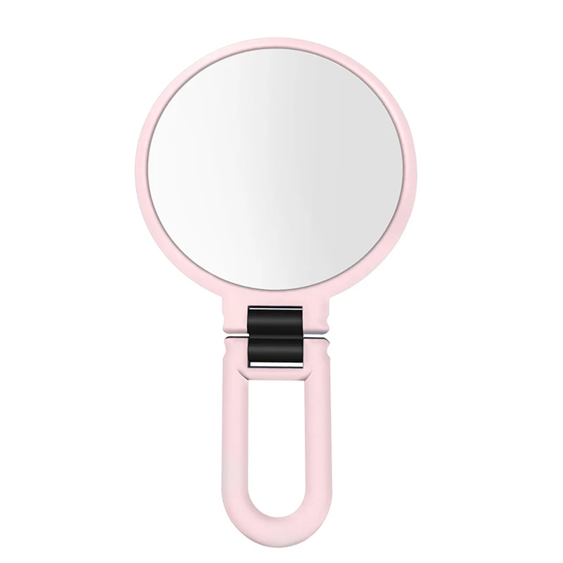 2/3/5/10X увеличительное ручной туалетный столик с зеркалом для макияжа для путешествий складное круглое Форма зеркало-Двусторонняя пьедестал зеркало для макияжа - Цвет: pink 2X