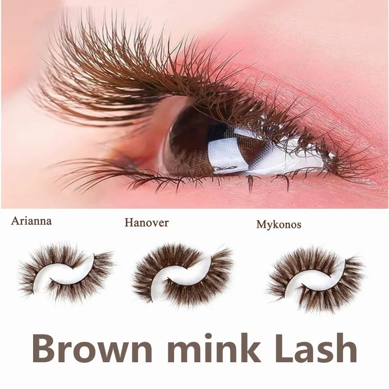 

Brown Color Mink Lashes Wholesale Beauty Natural Individual False Eyelashes Makeup Thick Fluffy Lash Extension Supplies natural