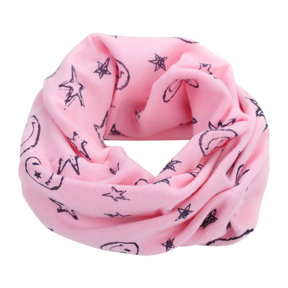 Популярный Детский шарф, шарфы, теплый шейный платок со смайликом и звездами для зимы SMR88 - Цвет: Light pink