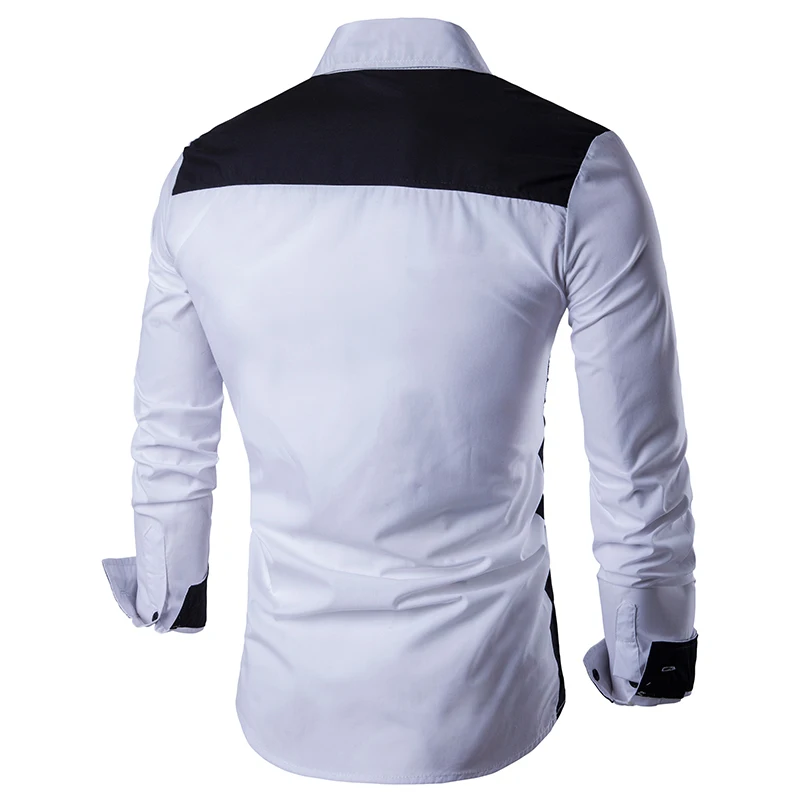 Новинка, модная повседневная рубашка camisa, Лоскутная, хлопковая, с длинными рукавами, деловая, мужская, повседневная, мужская рубашка, camisa masculina