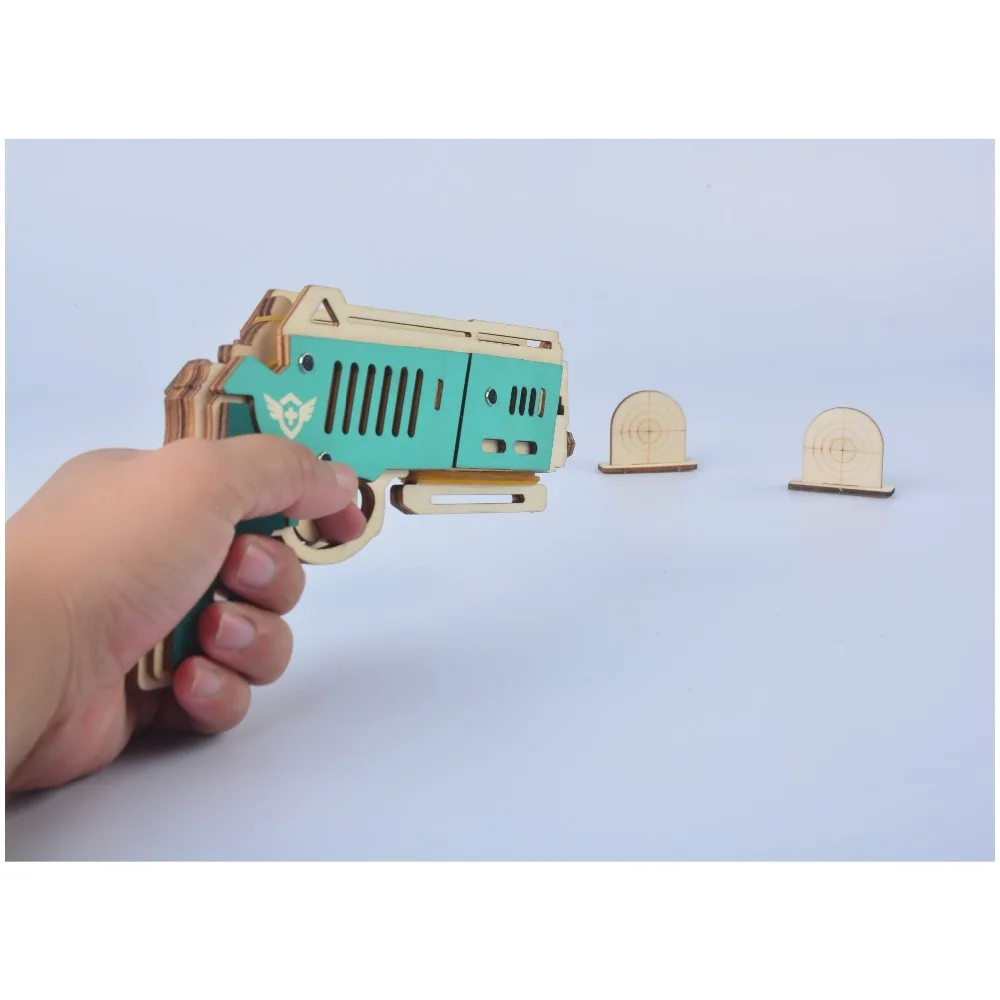 DIY 3D Эластичный пистолет Модель деревянная головоломка обучающая образовательная игрушка-игра в сборе игрушки для детей головоломки детские игрушки