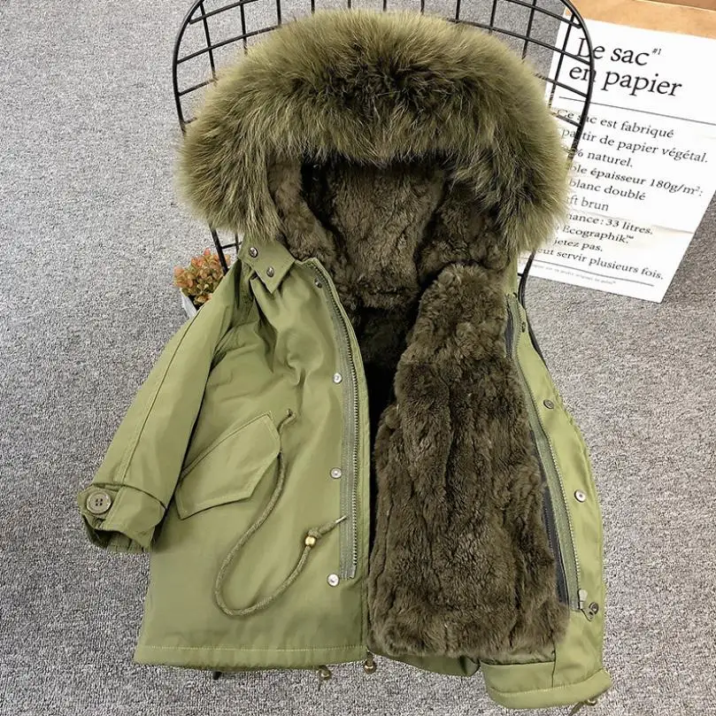 Детский Настоящий мех кролика пальто природный енот собака меховой воротник с капюшоном пальто теплая парка Modis куртка для Clod погоды Y1942 - Цвет: 6