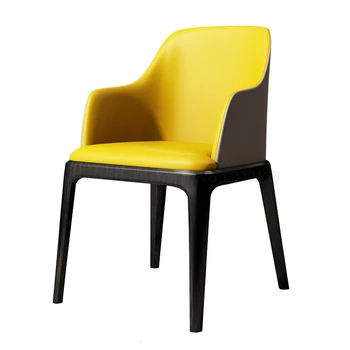 

Nordic solid wood dining chair modern minimalist household leather cloth coffee restaurant dessert hotel