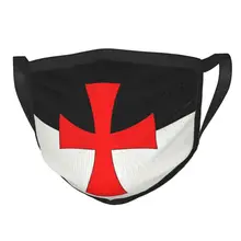 Cruz de templario máscara con bandera para rostro reutilizable, Guerrero Medieval, cruzadas, protección a prueba de polvo, máscara respirador, mufla bucal