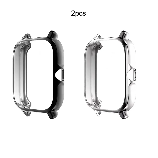 Bracelet Protective Case For Xiaomi Amazfit GTS 2 Mini 3 2e Bip S Lite U Pro Strap Stainless Steel Band Touch Screen Protector Black-Silver