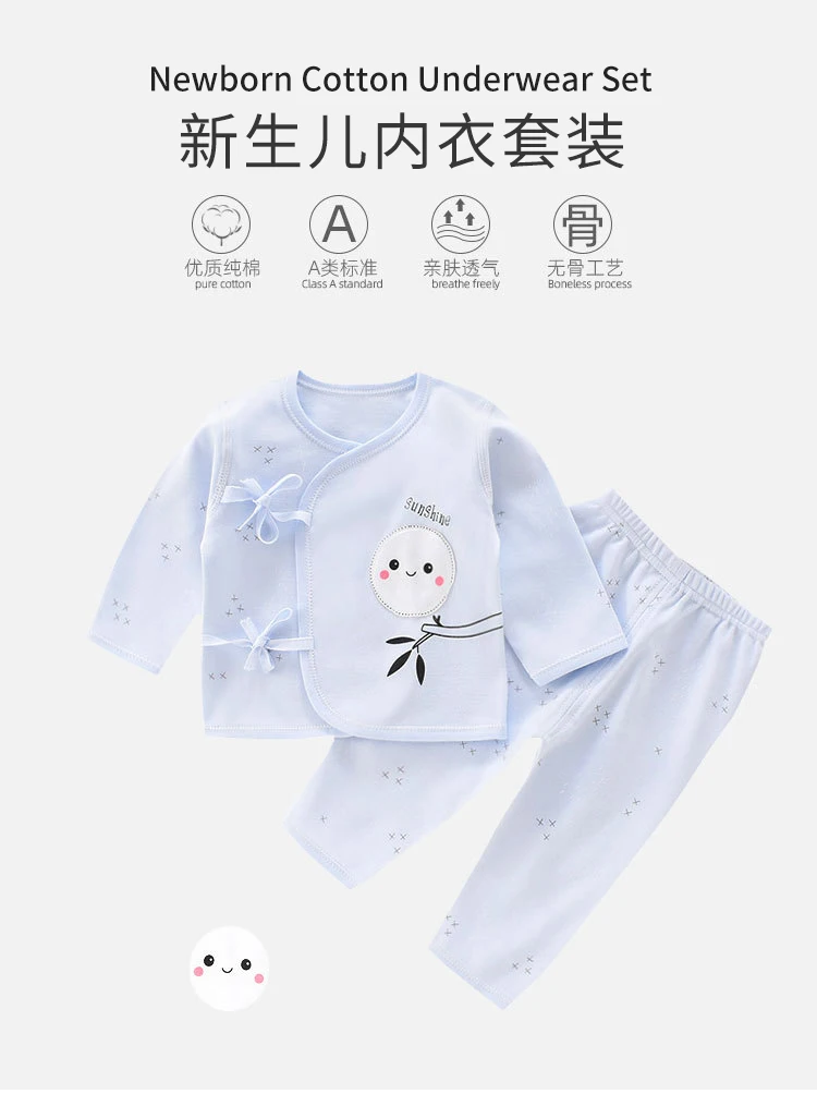 Newborn Baby Underwear Set Cotton Clothes for 0-3 Months Baby Spring Autumn Clothes Autumn Pants Soft Girls Boys Dress 2PCS Suit