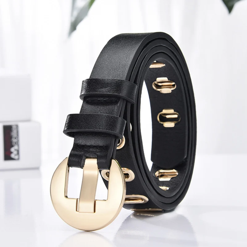 black belt Кожаный Элитный брендовый ремень модные панк коричневые ремни для женщин джинсы Золотые женские дизайнерские высокого качества ceinture enfant Студенческие - Цвет: black belt