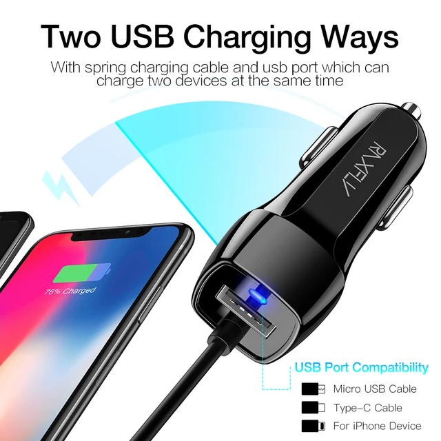 Car Charger Car USB Quick Charger 3.0 For Xiaomi Car Charger For Mobile Phone Micro Type C Fast Cable For HAUWEI Chargers 4