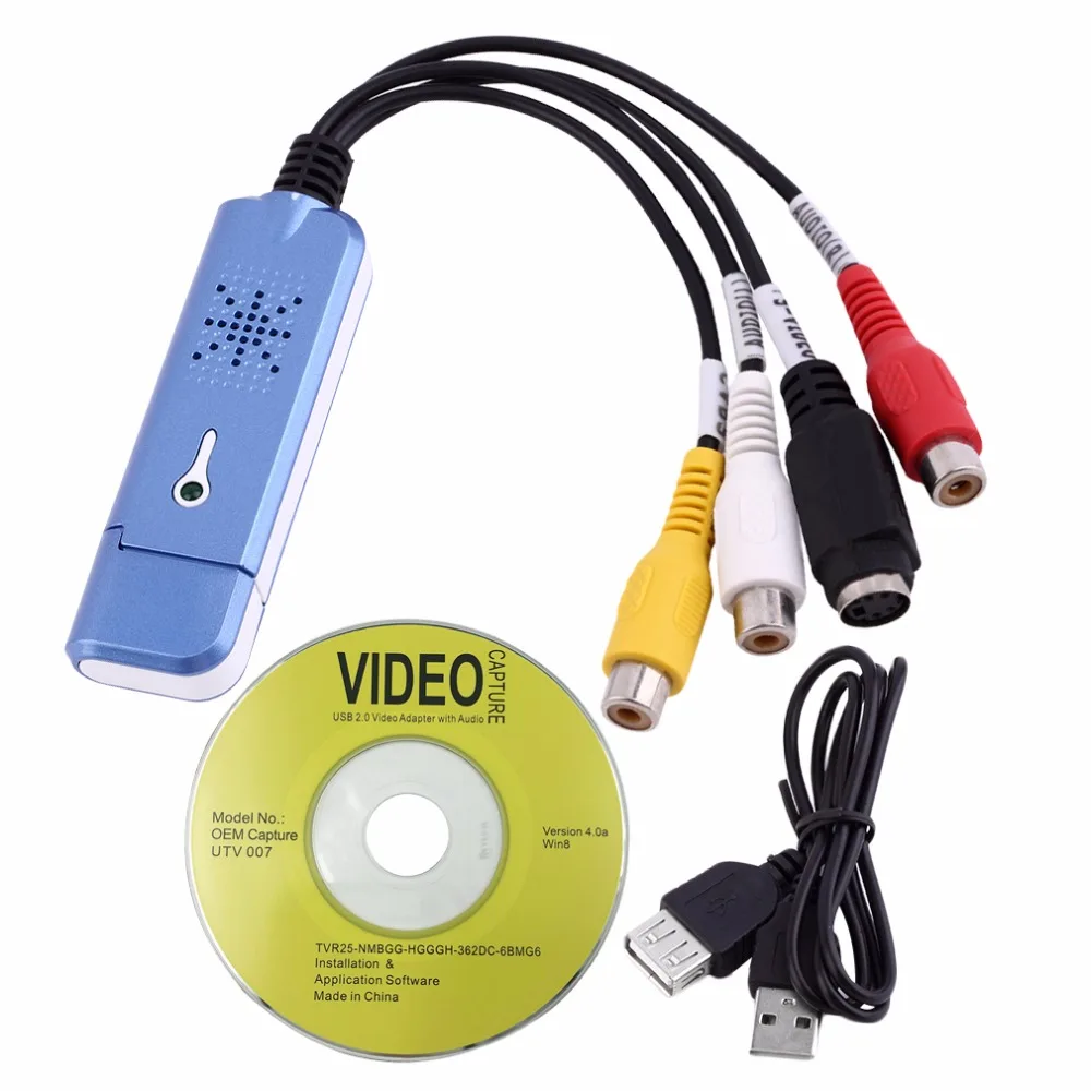 Универсальный портативный USB 2,0 Видео Аудио карта захвата ТВ карта адаптер VHS DC60 DVD конвертер Композитный RCA синий поддерживает NTSC PAL