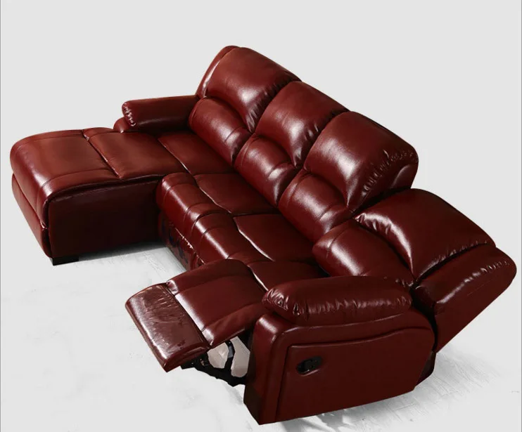 manual electric recliner relax living room Sofa bed functional genuine leather couch L shape corner Nordic modern muebles de sal