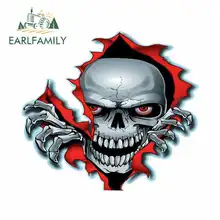EARLFAMILY 13cm x 13cm for Skull Horrific Skeleton Cartoon Funny Car Stickers Waterproof Anime Trunk Truck Graphics Accessories