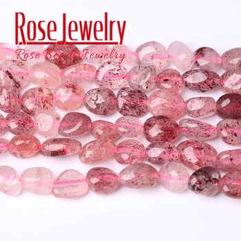 

8-10mm Natural Irregular Pink Cherry Strawberry Quartz Stone Beads For Jewelry Making DIY Bracelet Necklace 15" Strand